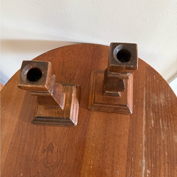 Vintage Wood Square Candle Holders Country Farmhouse Cottagecore - Picture 3 of 7